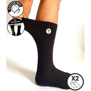 2 paires de chaussettes Diabetique en coton BIO chaussettes non comprimantes