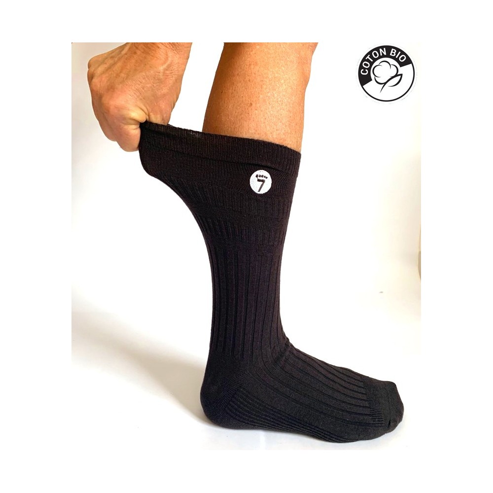 Chaussettes mi-mollet légères sans latex 100 % coton biologique (paquet de  2 paires