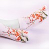 chaussettes courte fleur de prunier a doigt brillant blanc soquette