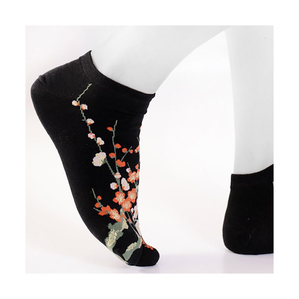 Chaussettes japonaises courtes fleurs de prunier