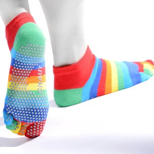 chaussettes doigt arc en ciel antidérapant courte coton bio soquette