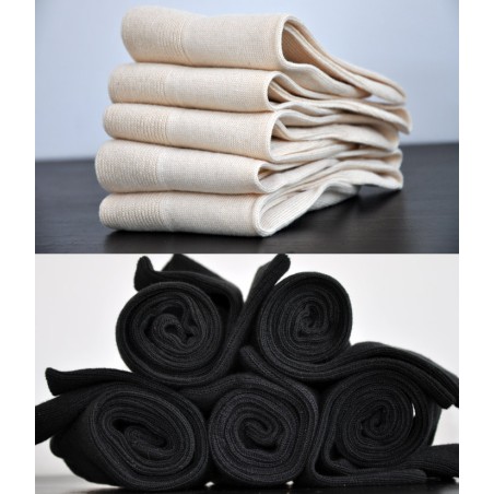 5 paires chaussettes 100 coton pur coton bio ecru noir