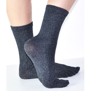 chaussettes doigt charcoal anti-transpirant antibacterien cahrbon de bois femme