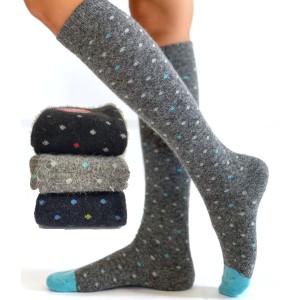 chaussettes mi-bas fantaisie en laine et angora pour femme