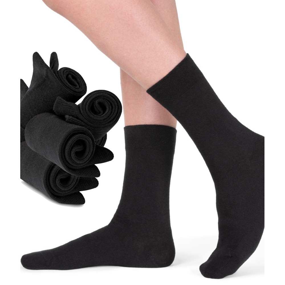 Chaussettes coton feuilles exotiques Noir - Chaussettes femme