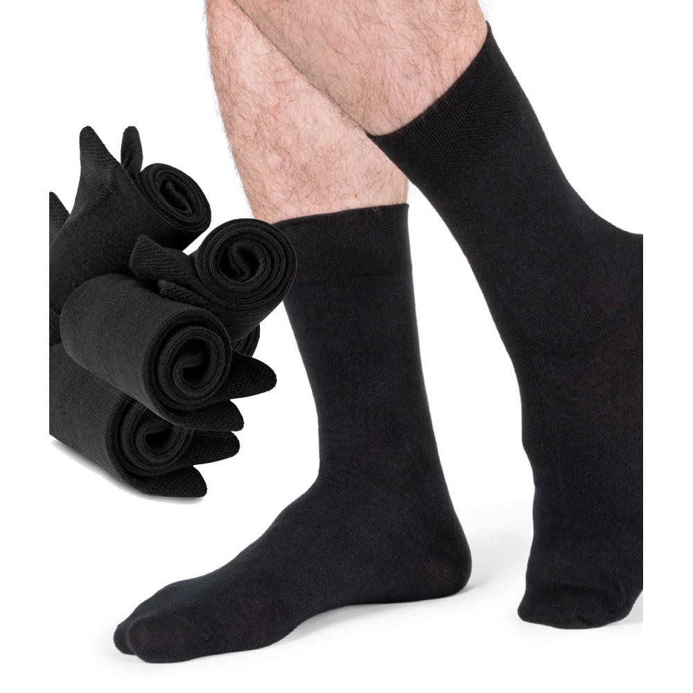 Chaussettes mi-hautes Peau-Ethique en coton biologique noir.