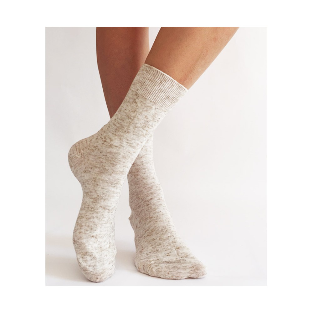 Chaussettes lin et coton naturel