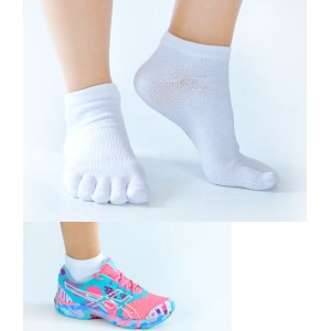 Chaussette Coolmax courte avec orteils séparés Noir ou Blanc
