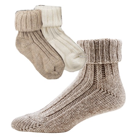 Chaussettes antidérapantes en laine à revers frisé NOUGAT