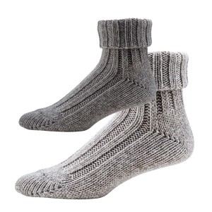 chaussette femme alpaga revers grosse laine chaud gris chaud laine naturelle