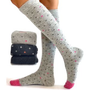 chaussettes mi-bas fantaisie en laine et angora pour femme