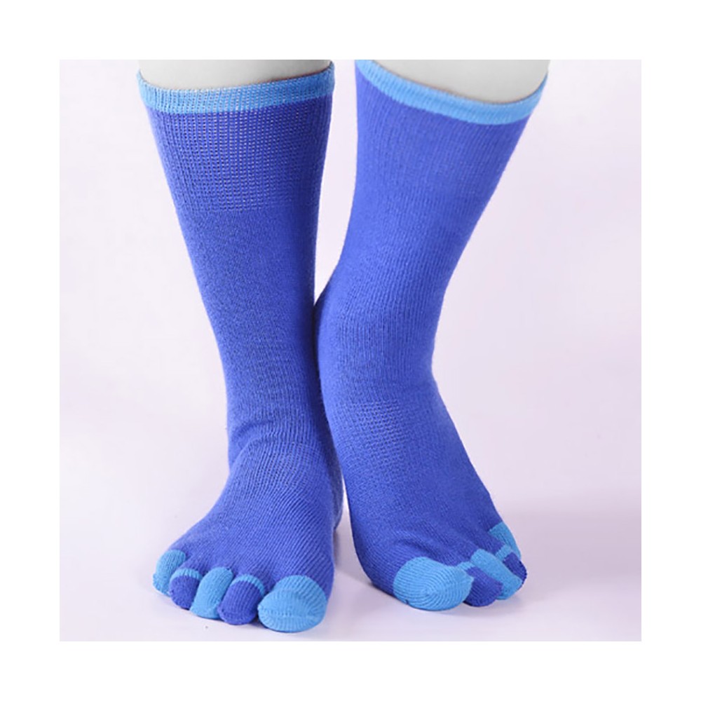 Chaussettes avec doigts coton bio bleu