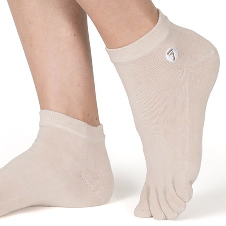 Chaussette beige crème avec orteils séparés en Bambou - courte