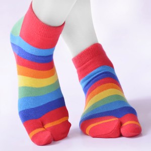 Chaussettes rayées tabi arc-en-ciel 2 doigts