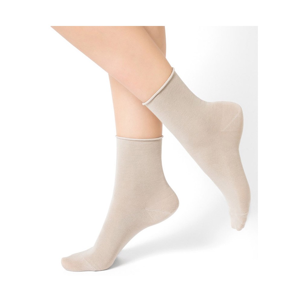 Chaussettes femme en bambou naturel Bord roulé souples