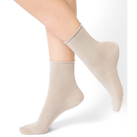 Chaussettes femme en bambou naturel Bord roulé souples