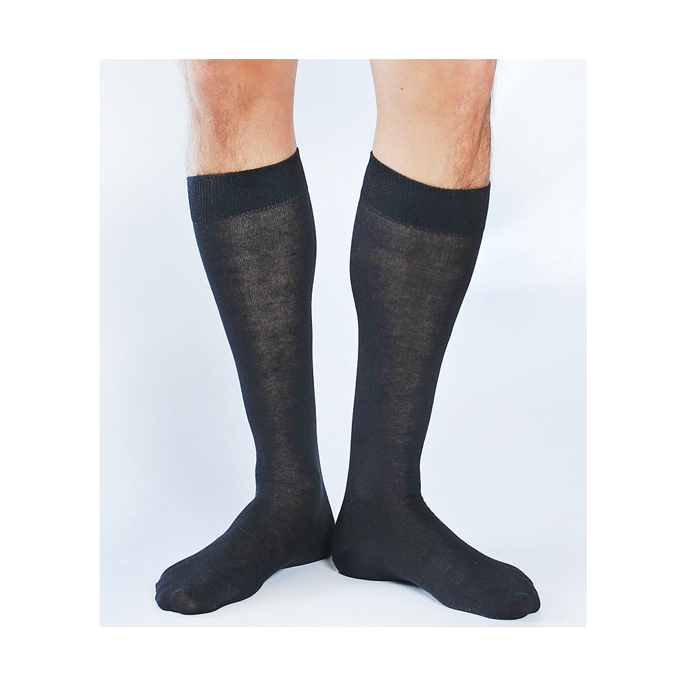 Chaussettes 100% pure soie naturelle uni noir pour femme, homme et enfant