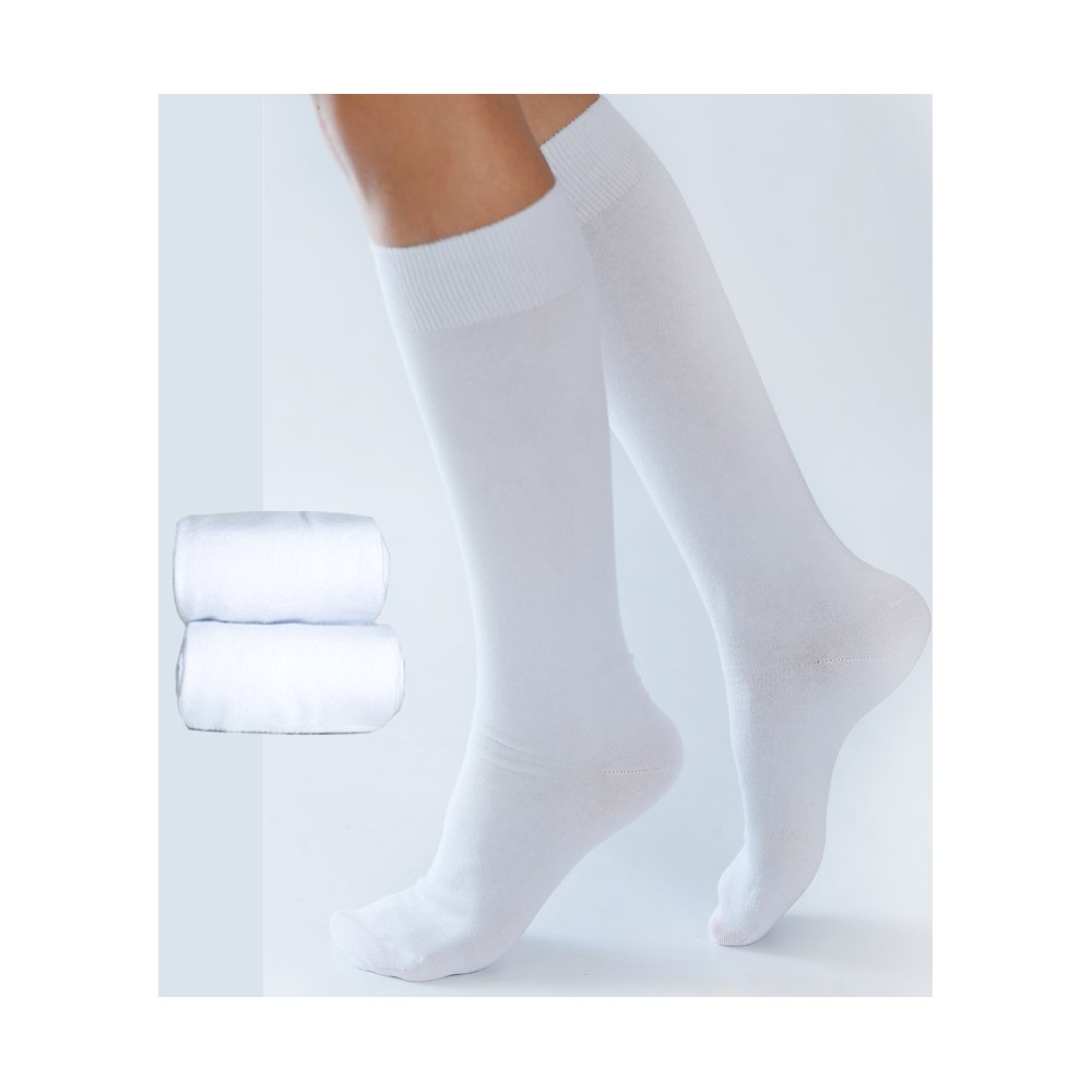 Chaussettes hautes en coton bio et maille ajourée - Vieux Rose