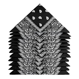 Lot 12 Bandanas Coton - Noir