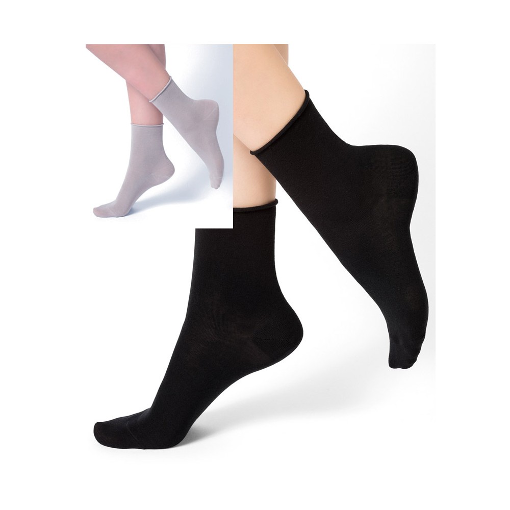 Chaussettes femme Soft Coton à bord souple - Violette