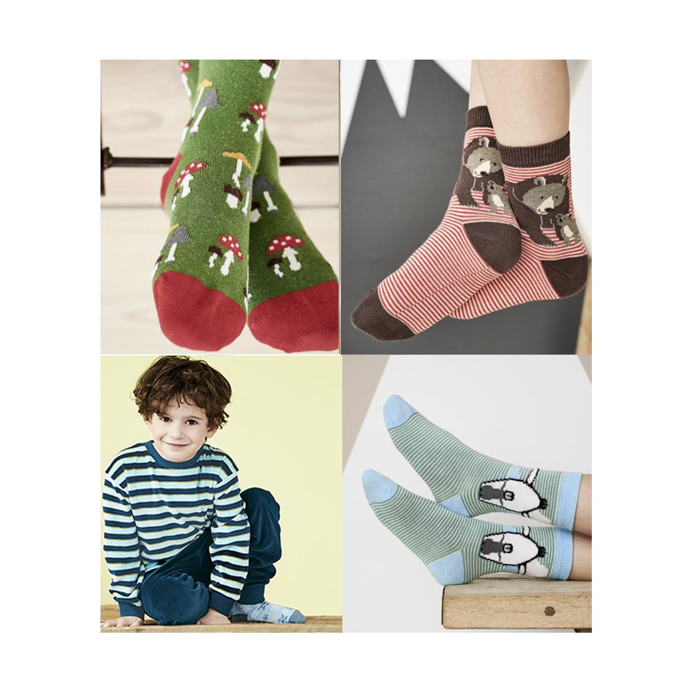 Chaussette enfant,10 paires chaussette chaude d'hiver,avec fleur et  animal,chaussette enfant en coton,pour voyage,extérieur,maison