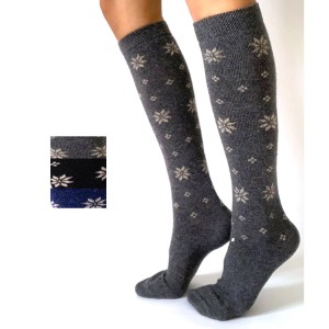 chaussettes femme haute cachemire soie