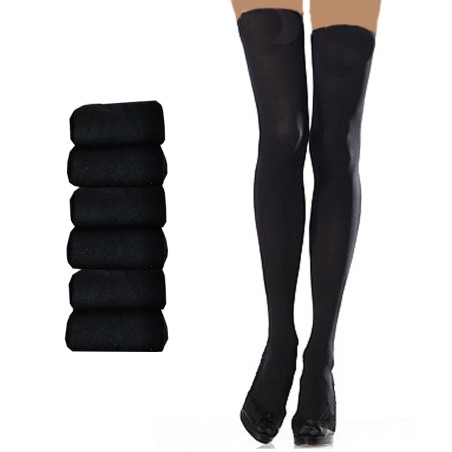 jambière chaussettes haute en coton noires pour femme lot de 6 paires