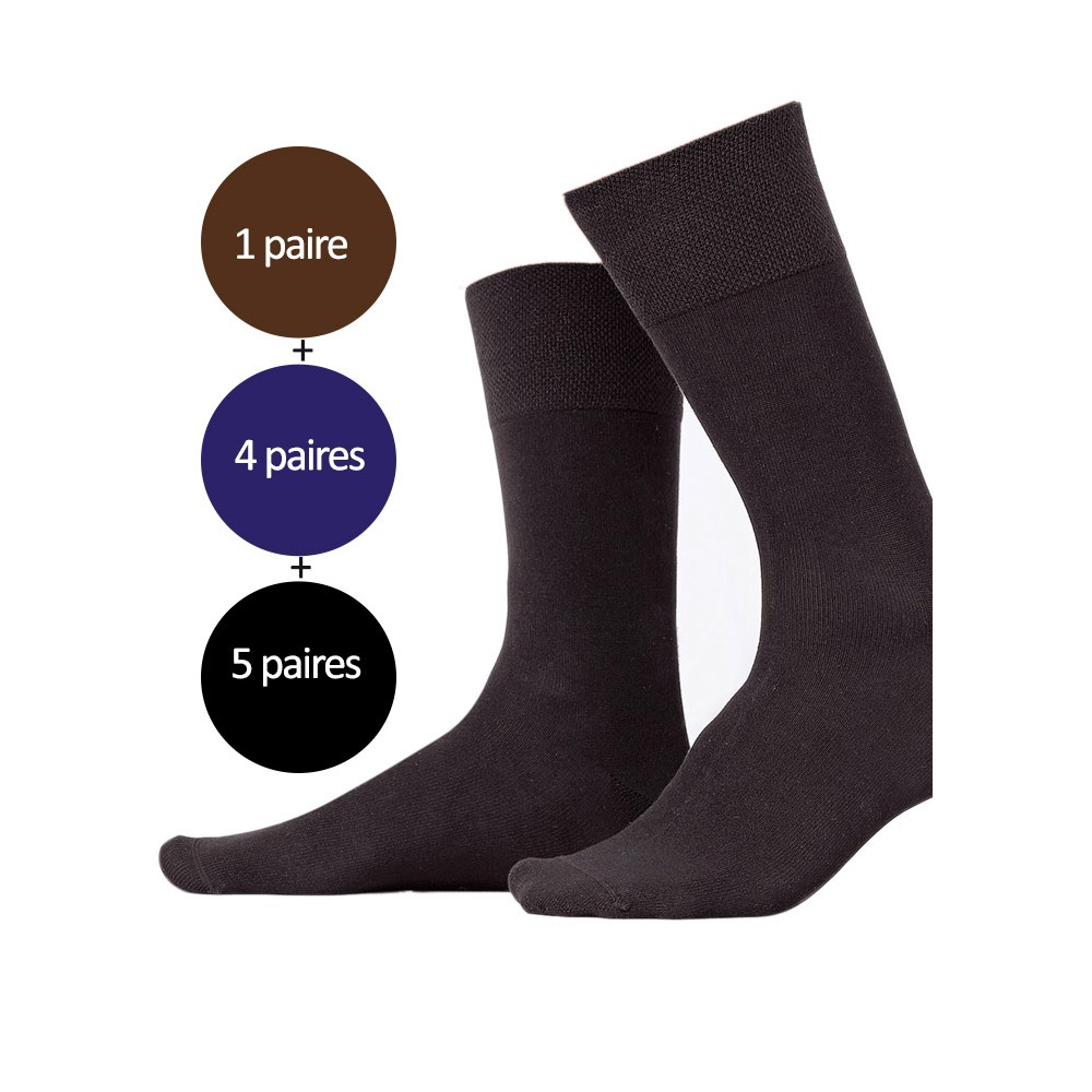 Chaussettes larges extra-extensibles homme - Lot de 2 paires unies