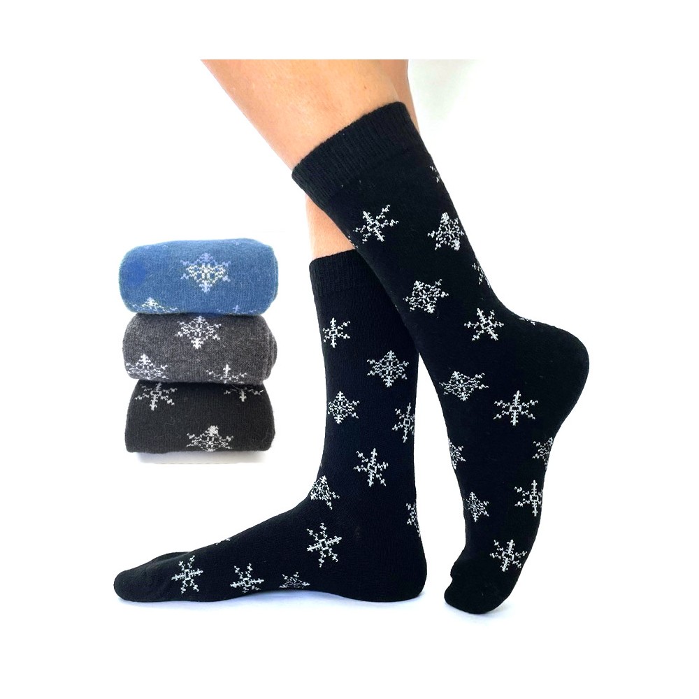 Acheter Chaussettes thermiques chaudes et épaisses pour hommes et femmes,  en laine, cachemire, neige, peau noire, sans couture, bottes souples en  velours, pour dormir au sol, hiver