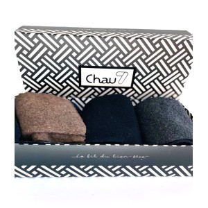 coffret chaussettes homme en laine cachemire bleu marine 3 paires