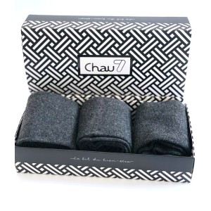 coffret chaussettes homme en laine cachemire bleu marine 3 paires