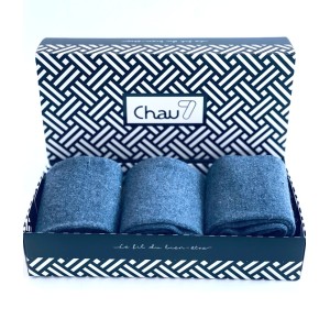 coffret chaussettes homme en laine cachemire bleu marine 3 paires