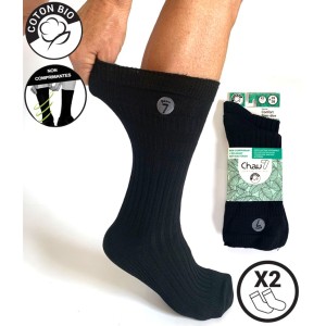 2 paires de chaussettes Diabetique en coton BIO chaussettes non comprimantes