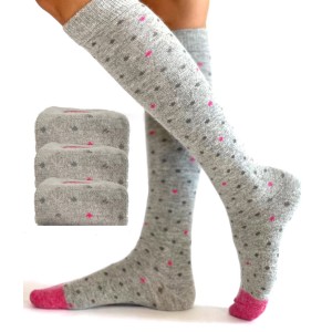chaussettes mi-bas fantaisie en laine et angora pour femme