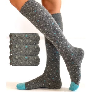 chaussettes mi-bas fantaisie en laine et angora pour femme