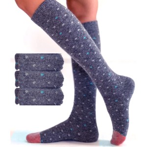 chaussettes mi-bas fantaisie en laine et angora pour femme