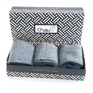 coffret chaussettes homme en laine cachemire bleu marine 3 paires