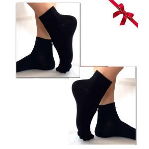 Chaussette beige crème avec orteils séparés en Bambou - courte