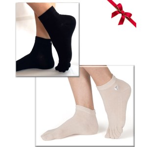Chaussette beige crème avec orteils séparés en Bambou - courte