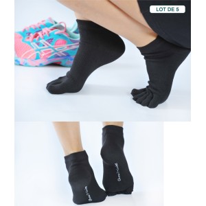 Chaussette Coolmax courte avec orteils séparés Noir ou Blanc