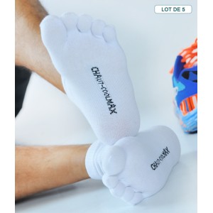 Chaussette Coolmax courte avec orteils séparés Noir ou Blanc