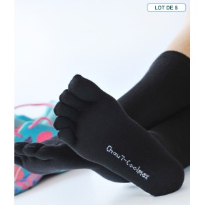 Chaussettes à orteils séparés en Coolmax Chaussette noir ou blanc