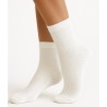 chaussettes en bambou ajouree motif ton sur ton colori blanc