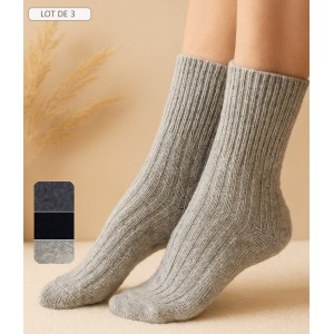 chaussettes 92% laine douce non comprimante