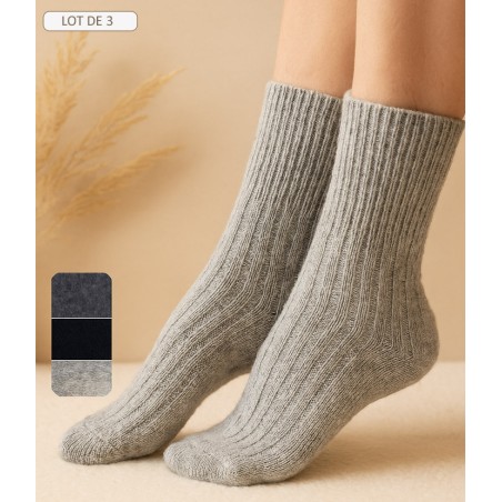 chaussettes 92% laine douce non comprimante