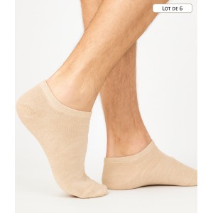 chaussettes courte beige coton pour homme fines