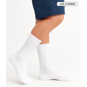 chaussettes enfant adolescent en bambou doux sans couture chaussettes blanches