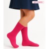 chaussettes rose adolescente en bambou doux sans couture chaussettes fuschia