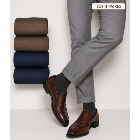 chaussettes fil d'ecosse 100% coton pour homme lot de 4 paires chaussettes marine et marron chaussettes fil d'ecosse 100% coton pour homme lot de 4 paires chaussettes marine et marron