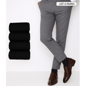 chaussettes fil d'ecosse 100% coton  pour homme lot de 4 paires chaussettes noires